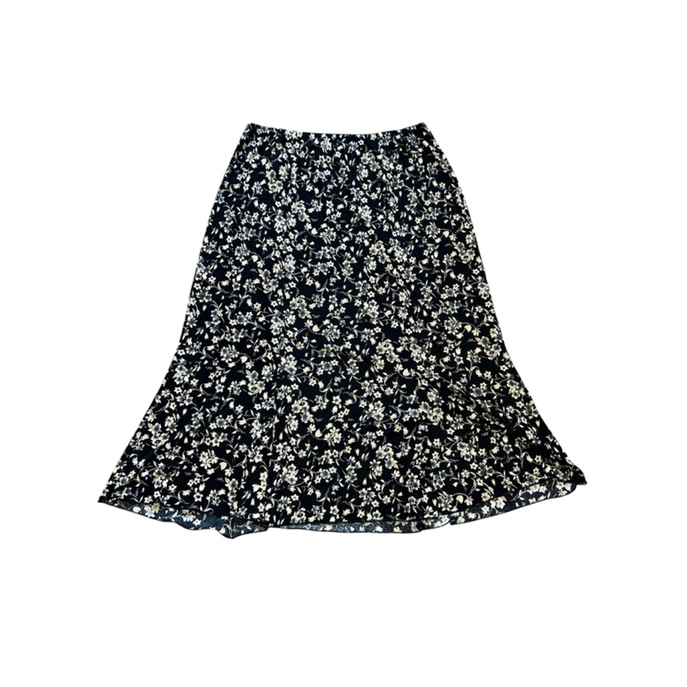 Women's BRIGGS NEW YORK Petite Maxi Skirt Black Beige Floral XLP